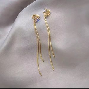 New 18k gold plated heart tassel earrings